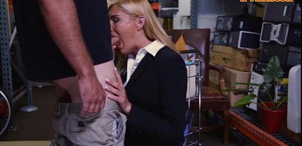  Blonde milf pussy nailed at the pawnshops storage room